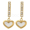 Ion Plating(IP) 304 Stainless Steel Inlay Rhinestone & Natural Shell Beads Stud Earrings for Women EJEW-M024-01B-G-1