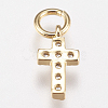 Brass Micro Pave Cubic Zirconia Tiny Cross Charms ZIRC-E147-62-3