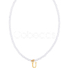 Imitation Pearl with Stainless Steel Pendants Necklaces NJEW-LP0001-51U-G-1