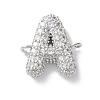 Brass Micro Pave Cubic Zirconia Letter Links KK-I717-04A-P-1