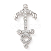 Rack Plating Brass Micro Pave Clear Cubic Zirconia Slide Charms KK-A234-015P-1