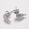 Brass Micro Pave Cubic Zirconia Stud Earring Findings X-ZIRC-G122-55P-RS-2