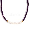 Fashion Natural Freshwater Pearl & Faceted Rondelle Glass Beaded Necklaces for Women AX4759-4-1