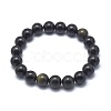 Natural Golden Sheen Obsidian Bead Stretch Bracelets BJEW-K212-C-020-1