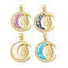 Brass Micro Pave Clear Cubic Zirconia Pendants KK-C045-13G-1