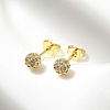 Round Brass Micro Pave Clear Cubic Zirconia Stud Earrings LS-EJEW-D311-107G-5