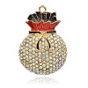 Golden Plated Alloy Rhinestone Enamel Big Pendants RB-J549-02G-1