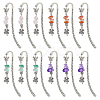 12Pcs 4 Styles Natural Rose Quartz & Green Aventurine & Amethyst & Red Agate Chips & Alloy Clover Charms Bookmarks AJEW-HS00008-1
