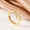 Oval Brass Micro Pave Clear Cubic Zirconia Open Cuff Rings for Women RJEW-G343-24G-1