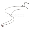 304 Stainless Steel Dark Red Cubic Zirconia Heart Pendant Necklaces for Women NJEW-Z064-04P-4