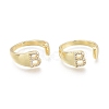 Brass Micro Pave Clear Cubic Zirconia Cuff Rings X-RJEW-F103-13B-G-1