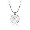 Vintage S925 Silver Eight-pointed Star Coin Pendant Necklace Retro Style MV8352-3-1