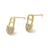 Rack Plating Brass Safety Pin Stud Earrings with Cubic Zirconia EJEW-D061-36G-1