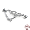 Rhodium Plated 925 Sterling Silver Micro Pave Clear Cubic Zirconia Fold Over Clasps STER-P054-03P-1