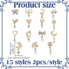 30Pcs 15 Styles Golden Brass Micro Pave Rhinestone Cabochons DIY-HY0002-56-2