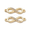Brass Micro Pave Clear Cubic Zirconia Connector Charms KK-E068-VB388-2