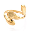 Leaf 304 Stainless Steel Cuff Ring Components STAS-T066-22G-2
