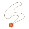 Dyed Natural Mashan Jade & Glass Seed Beaded Flat Round Pendant 304 Stainless Steel Cable Chain Necklaces NJEW-MZ00129-04-4