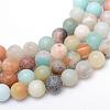 Round Natural Flower Amazonite Bead Strands G-R345-8mm-17-1
