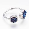 Natural Druzy Agate Cuff Rings RJEW-K017-01P-2