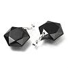Faceted Natural Dyed & Heated Black Agate Pendants G-F340-03A-2