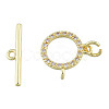 Brass Micro Pave Clear Cubic Zirconia Toggle Clasps KK-N259-22-4