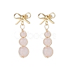 Natural Rose Quartz Bowknot with Round Dangle Stud Earrings EJEW-JE06780-01-2