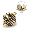 Brass Micro Pave Cubic Zirconia Magnetic Clasps with Loops ZIRC-L075-49B-2