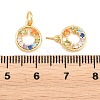 Brass Micro Pave Colorful Cubic Zirconia Charms KK-P353-07G-3