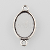 Tibetan Style Alloy Flat Oval Cabochon Connector Settings TIBE-M022-06AS-5