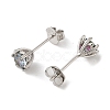 925 Sterling Silver Moissanite Rhinestone Stud Earrings EJEW-U042-05P-03-2