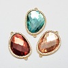 Faceted Nuggets Brass Glass Links connectors KK-L137-13-NR-1
