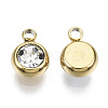 PVD Vacuum Plating 201 Stainless Steel Rhinestone Charms STAS-S068-G-3