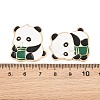 Panda with Bamboo Alloy Enamel Cabochons AL-CBA1A6F-06KCG-D-3