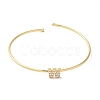 Rack Plating Brass Micro Pave Clear Cubic Zirconia Letter Open Cuff Bangles BJEW-A018-01G-W-2