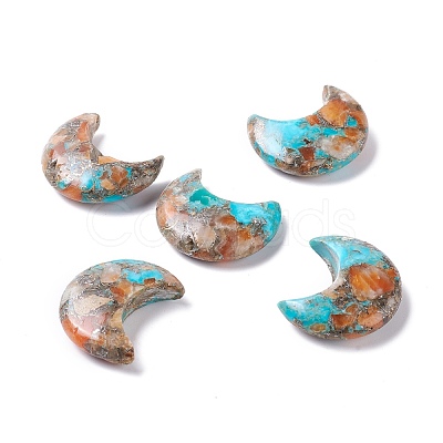Assembled Natural Orange Quartz & Synthetic Turquoise Cabochons G-K317-B01-1