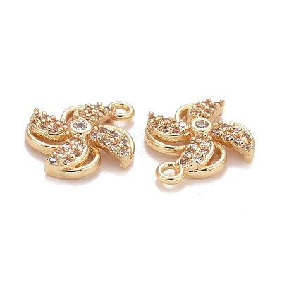 Rack Plating Brass Micro Pave Clear Cubic Zirconia Charms KK-E267-07LG-1