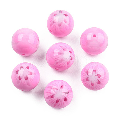 Flower Opaque Resin Beads RESI-T054-001B-1