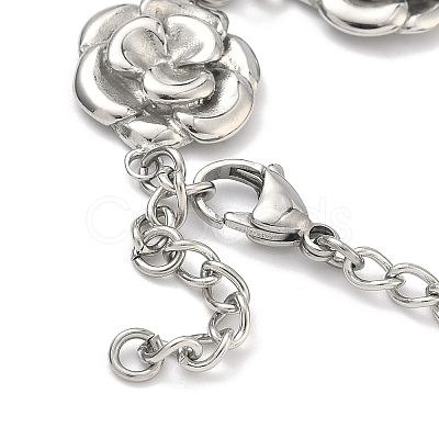 Stainless Steel Flower Link Chain Bracelets for Women BJEW-A033-03P-1