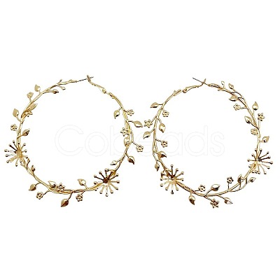 Alloy Branch Flower Big Hoop Earrings for Women WGC29F5-01-1
