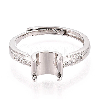Rhodium Plated 925 Sterling Silver Micro Pave Cubic Zirconia Engagement Solitaire Ring Settings STER-N016-74P-1