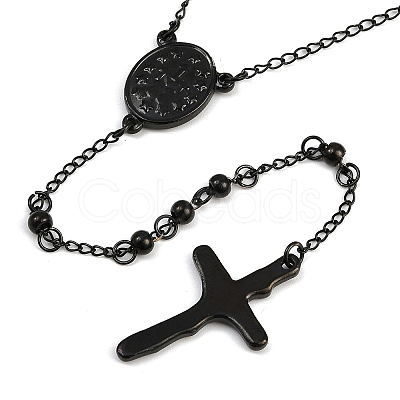 Men's Rosary Bead Necklace with Crucifix Cross NJEW-I011-4mm-04-1