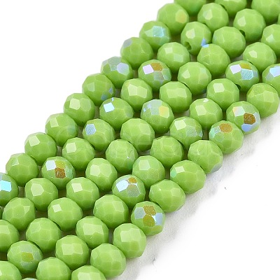 Electroplate Opaque Solid Color Glass Beads Strands EGLA-A044-P3mm-L30-1
