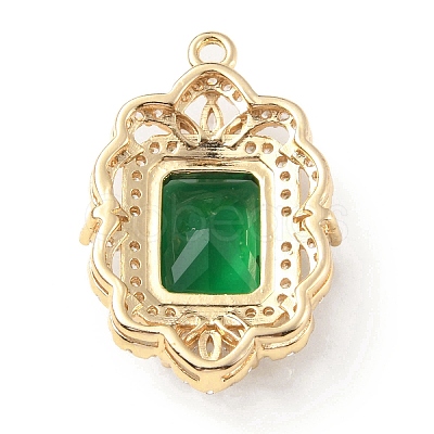 Brass with K9 Glass & Rhinestone Pendants KK-C024-07KCG-03-1