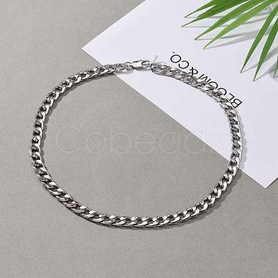 Tarnish Resistant Unisex 304 Stainless Steel Cuban Chain Necklaces NJEW-JN03489-02-1