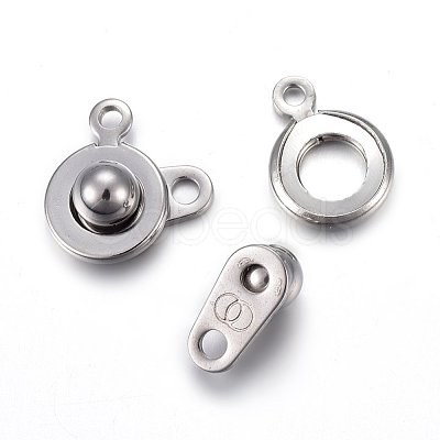 Non-Tarnish 201 Stainless Steel Snap Clasps STAS-C042-03P-1