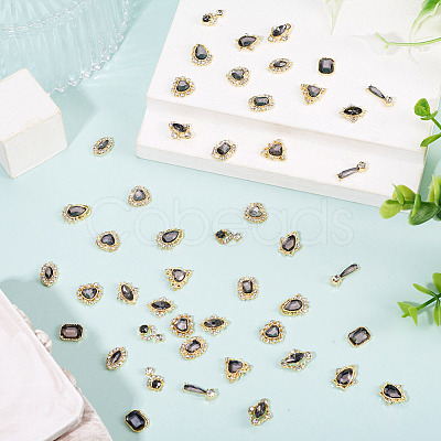 48Pcs 12 Styles Alloy Rhinestone Cabochons MRMJ-TA0001-45D-1