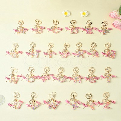 Letter A~Z Transparent Glitter Resin Pendant Keychains KEYC-FZ00024-12-1