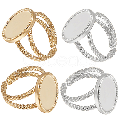 8Pcs 2 Colors 304 Stainless Steel Open Cuff Ring Settings RJEW-BBC0001-26-1
