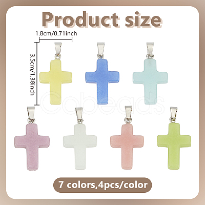 28Pcs 7 Colors Synthetic Luminous Stone Dyed Pendants G-HY0001-79-1